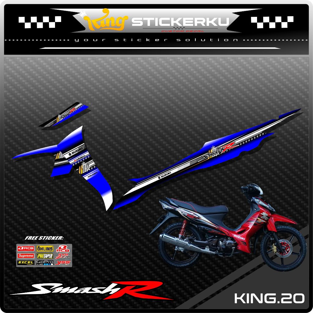 Sticker Striping List Variasi Smash 110 - Stiker Striping Motor Smash Lama Desain Racing. KS.20