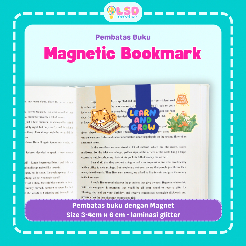 

LSD Pembatas Buku Magnetic Bookmark Karakter Quote Estetik Aesthetic