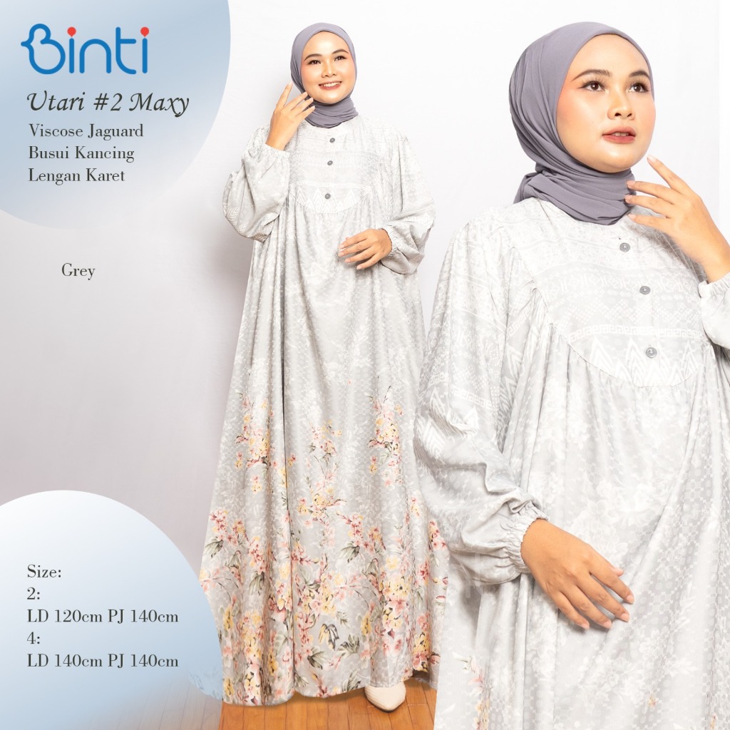 binti gamis jumbo wanita ld 140 utari maxy dress motif bunga mat viscose jaguard