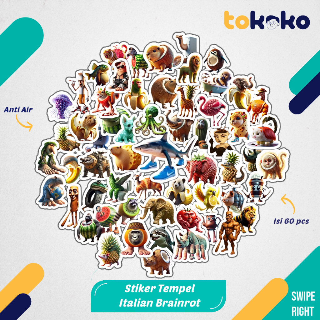 

Stiker Cutting Brainrot Anomali Tung Sahur Paper Vinyl Dekorasi Laptop Koper Tumbler Kulkas DIY