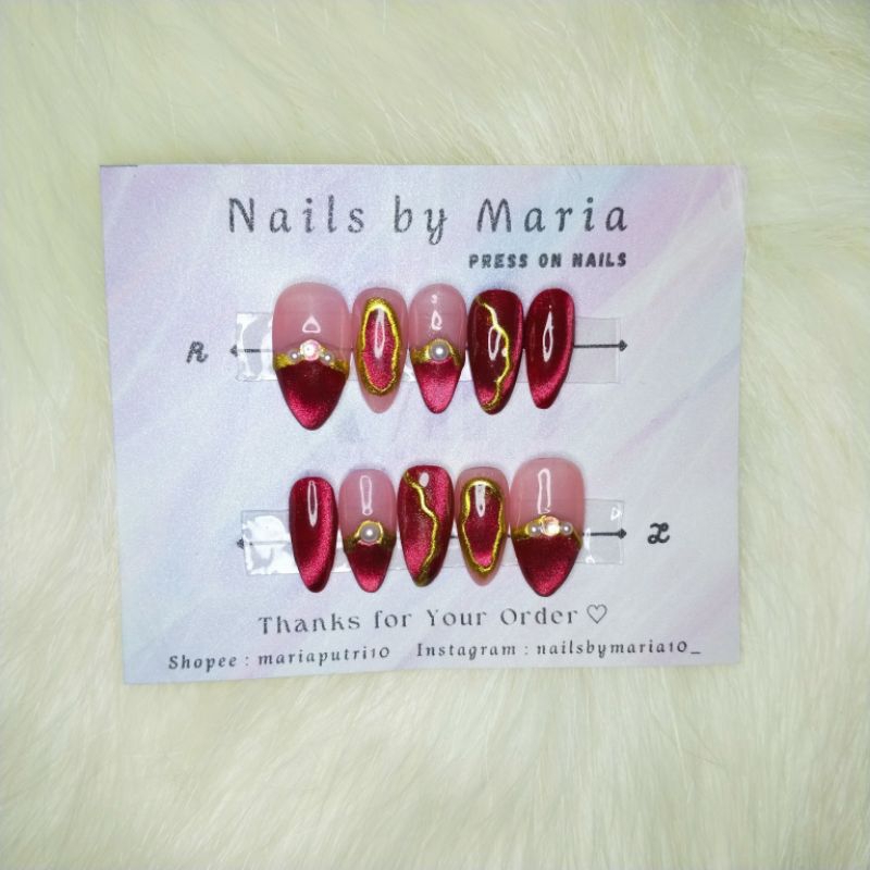 KUKU PALSU RUBY FANCY / KUKU PALSU HANDMADE / KUKU PALSU SURABAYA / PRESS ON NAILS HANDMADE