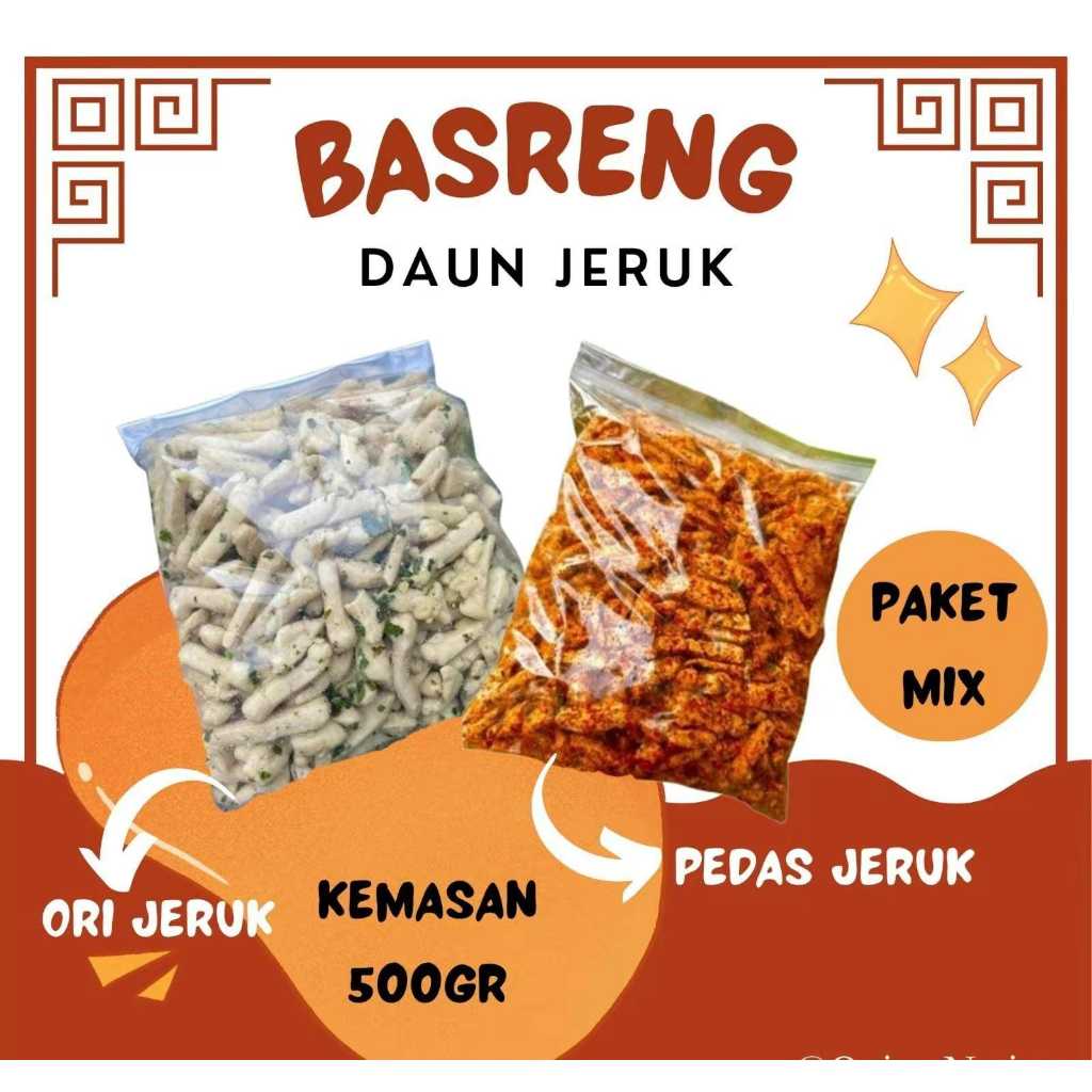 

basreng stik 1 kg kriuk pedas daun jeruk wangi 500gr ori 500gr pedas