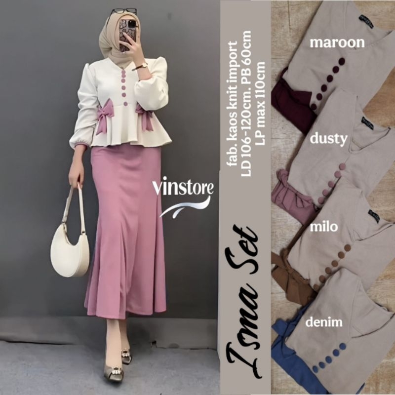 Isma set by Vinstore||Setelan wanita atasan dan bawahan rok