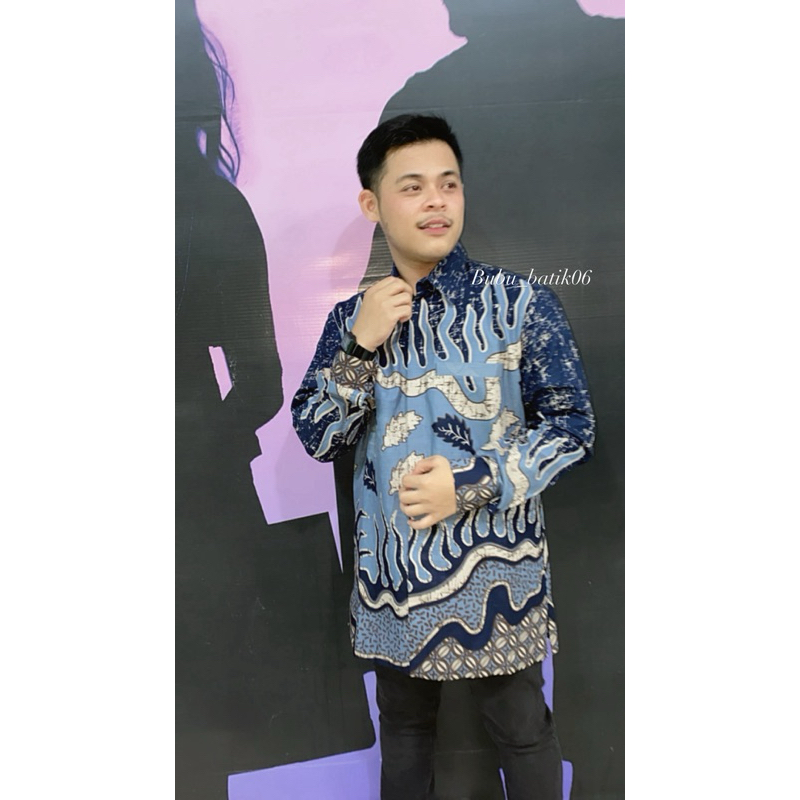 Batik Kastara Maroon / Denim Batik basaller pria bahan prima premium