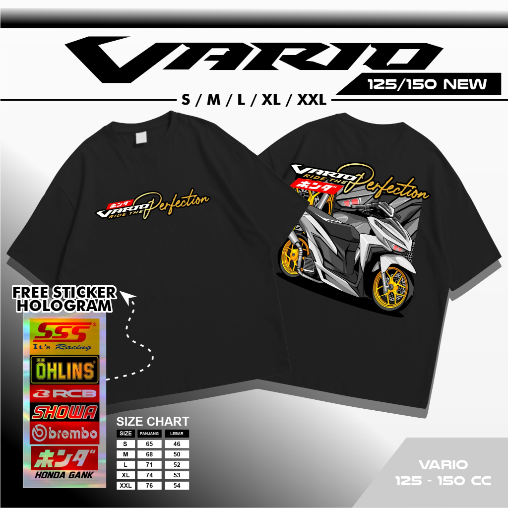 Kaos Distro Racing Terbaru - Kaos Motor Honda VARIO 125 150 LED NEW Modifikasi - Tshirt Unisex Pria 