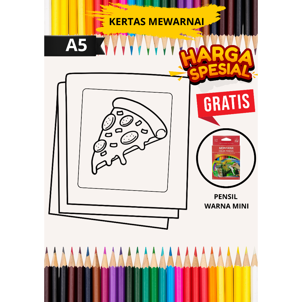 

GAMBAR MEWARNAI PAKET 50 LEMBAR EDISI FOOD KERTAS A5 80 GSM TK PAUD SD