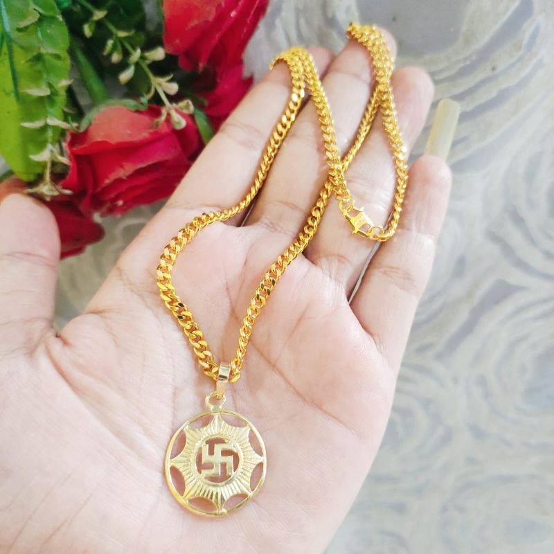 kalung+Liontin omkara dan swastiika