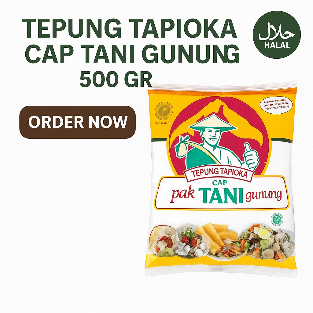 

TEPUNG TAPIOKA CAP TANI GUNUNG 500 GR SAGU FLOUR TAPIOCA