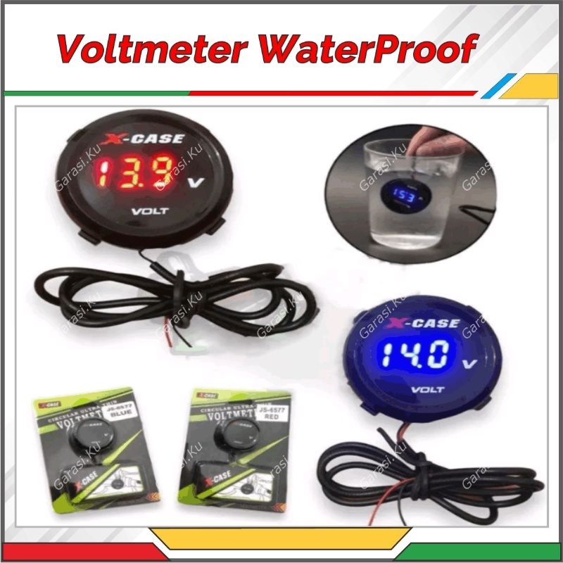 VOLTMETER DIGITAL WATERPROOF MOBIL MOTOR MULTIFUNGSI 12V DC PENGUKUR SUPLAY ARUS ADAPTOR PENGUKUR TE