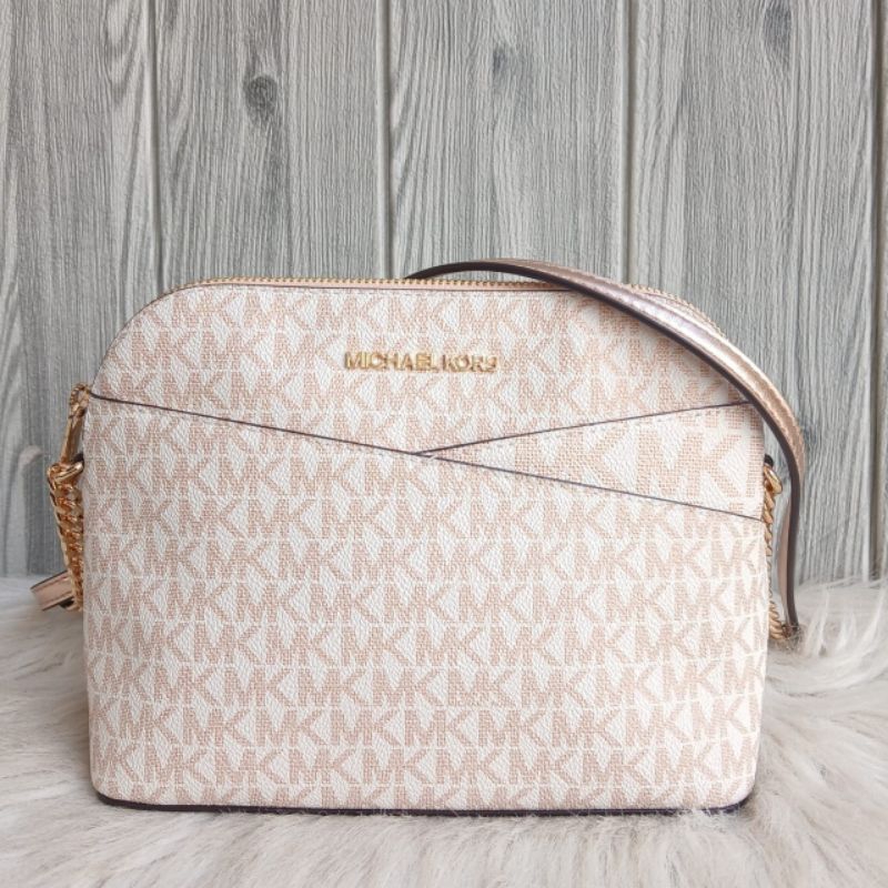 MK Jet Set Travel Medium Dome Crossbody Rose Gold n
