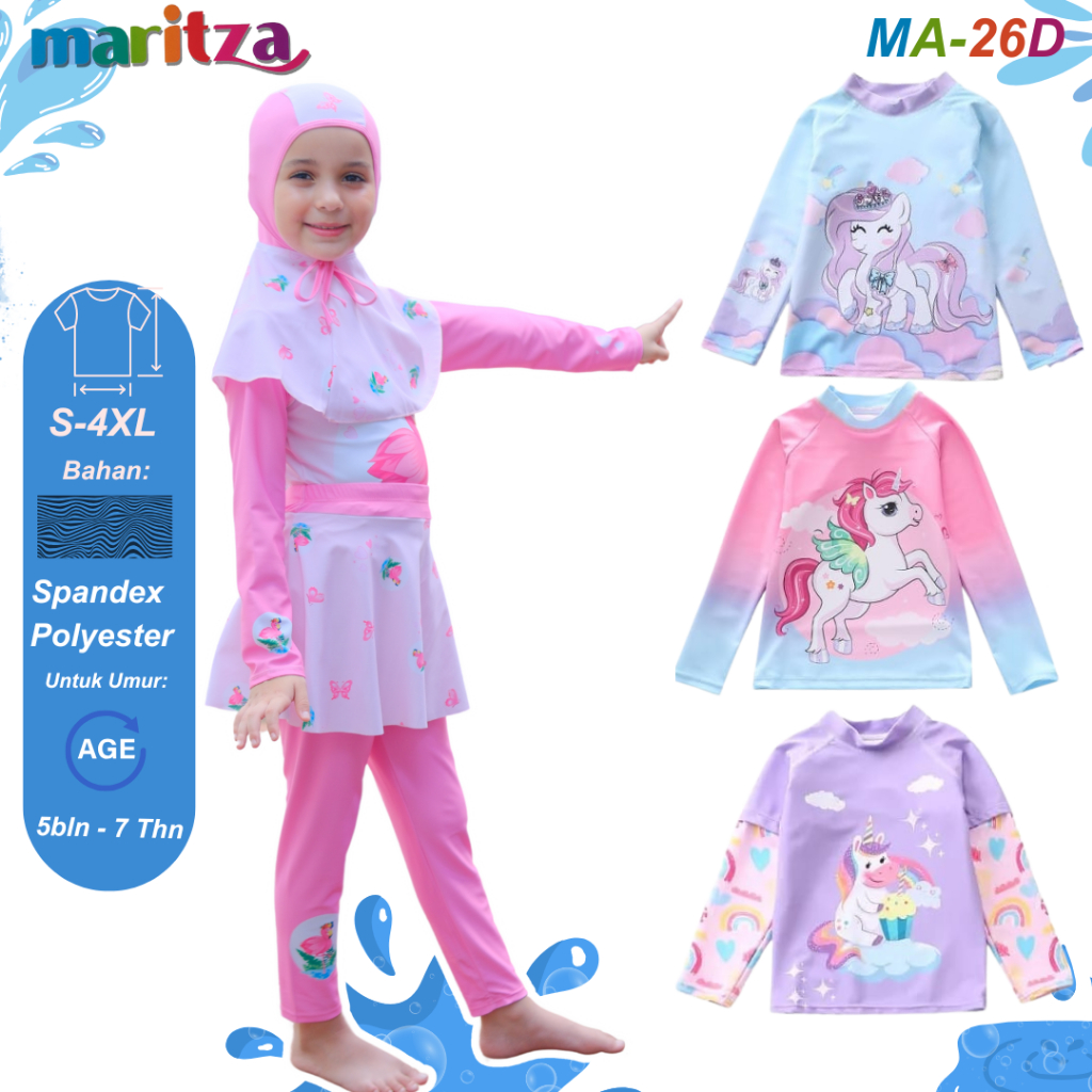 MA - 26D Baju Renang Hijab Anak Perempuan Muslim / Baju Renang Anak Perempuan Hijab 8 Tahun