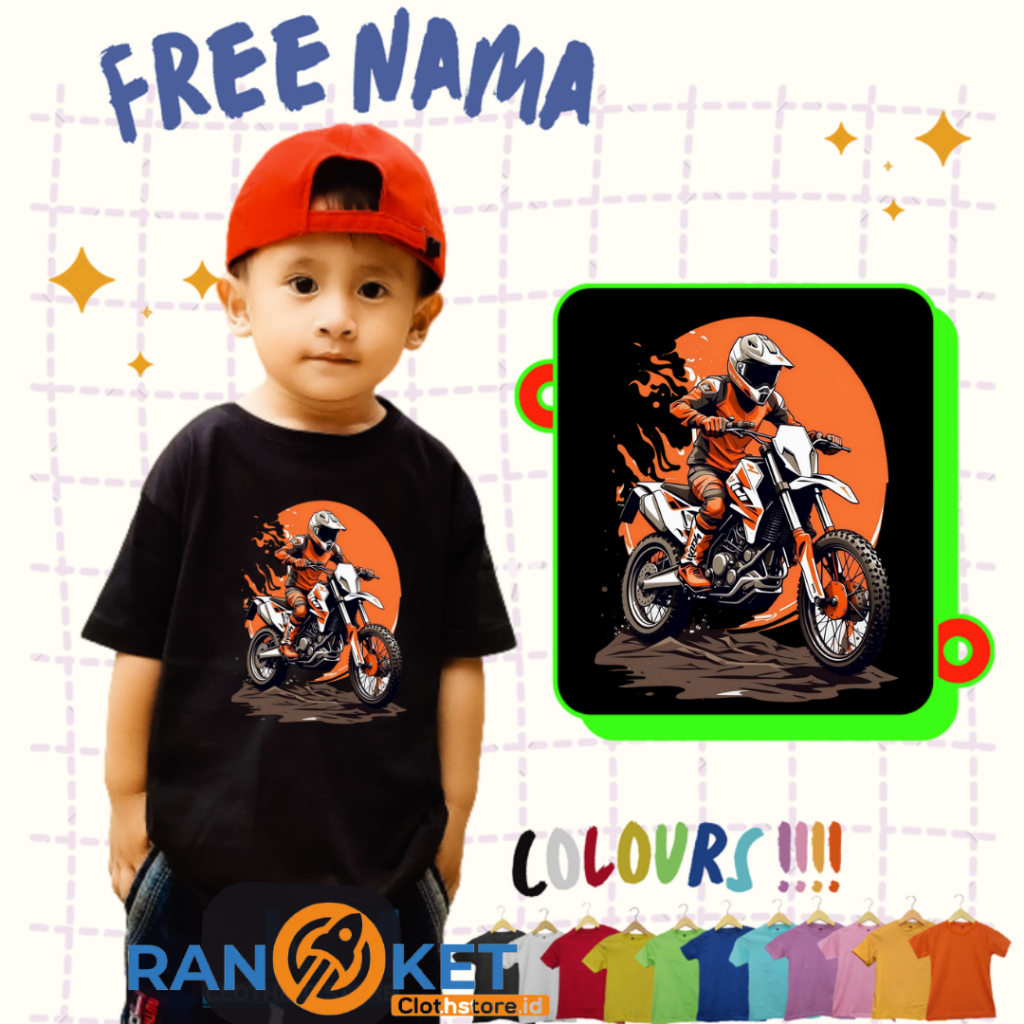 Kaos Anak Motor Cross | Baju Anak Motor Cross | Terbaru COD  [ FREE NAMA ]