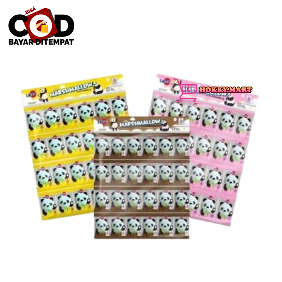 

[HOKKY]Larbee Marshmallow Panda 245gr Isi 70 Pcs Rasa Coklat Strawberry Vanilla Marshmallow isi Selai Halal Snack Cemilan Anak Murah