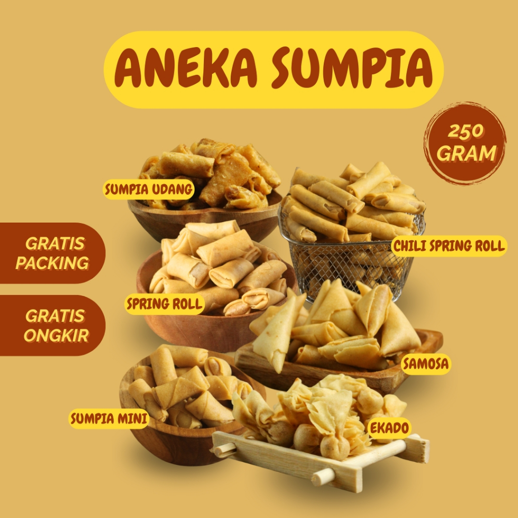 

ANEKA SUMPIA/ SUMPIA UDANG/SAMOSA/SPRING ROLL/ EKADO 250GR
