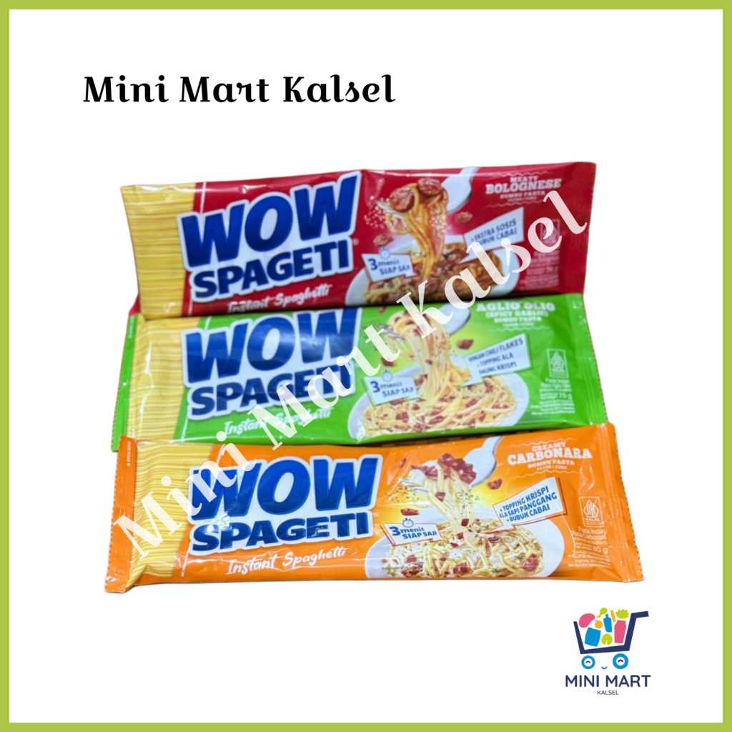 

Mini Mart Kalsel - Wow Spageti Instan Spageti 80gr - Meaty Bolognese Creamy Carborana Aglio Olio