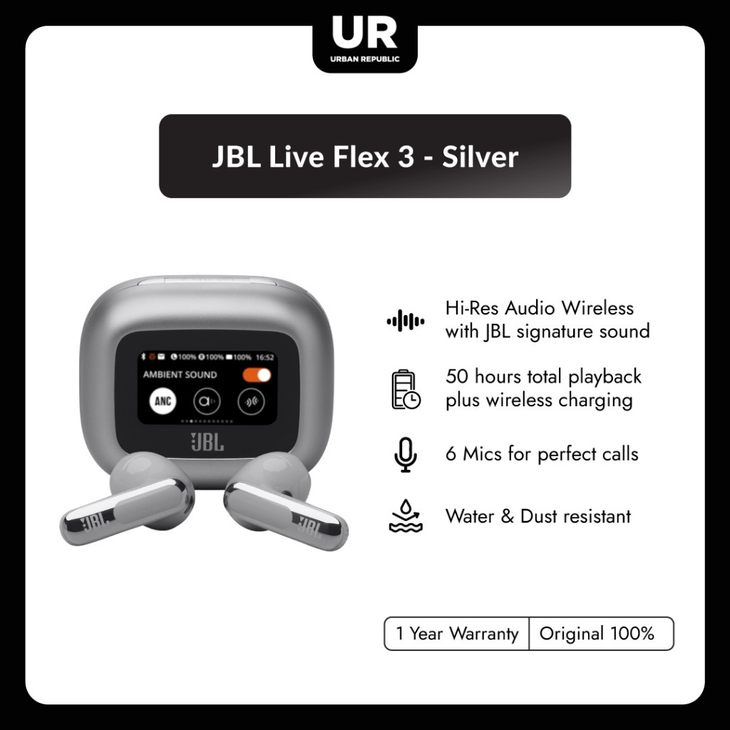 JBL Live Flex 3 Earbuds - Silver