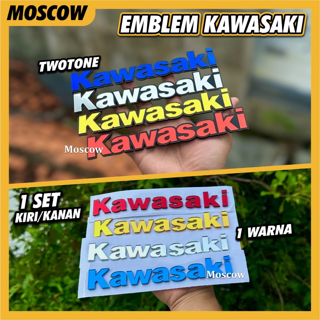 EMBLEM KAWASAKI 3D SEPASANG isi 2pcs KANAN KIRI EMBLEM STIKER MOTOR KAWASAKI  EMBLEM STICKER KACA BO