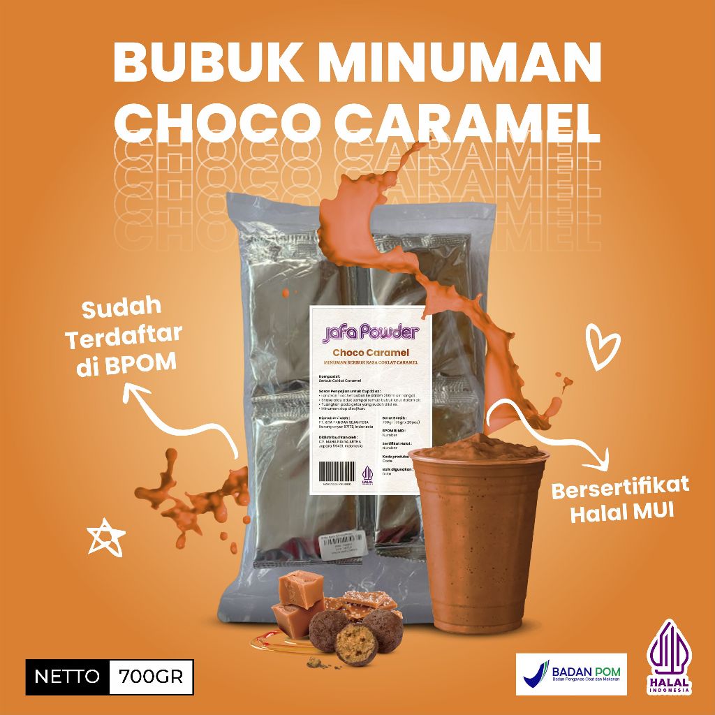 

Bubuk Minuman Rasa Coklat Choco Caramel 700 Gram-Bubuk Minuman Rasa Cokelat Halal BPOM