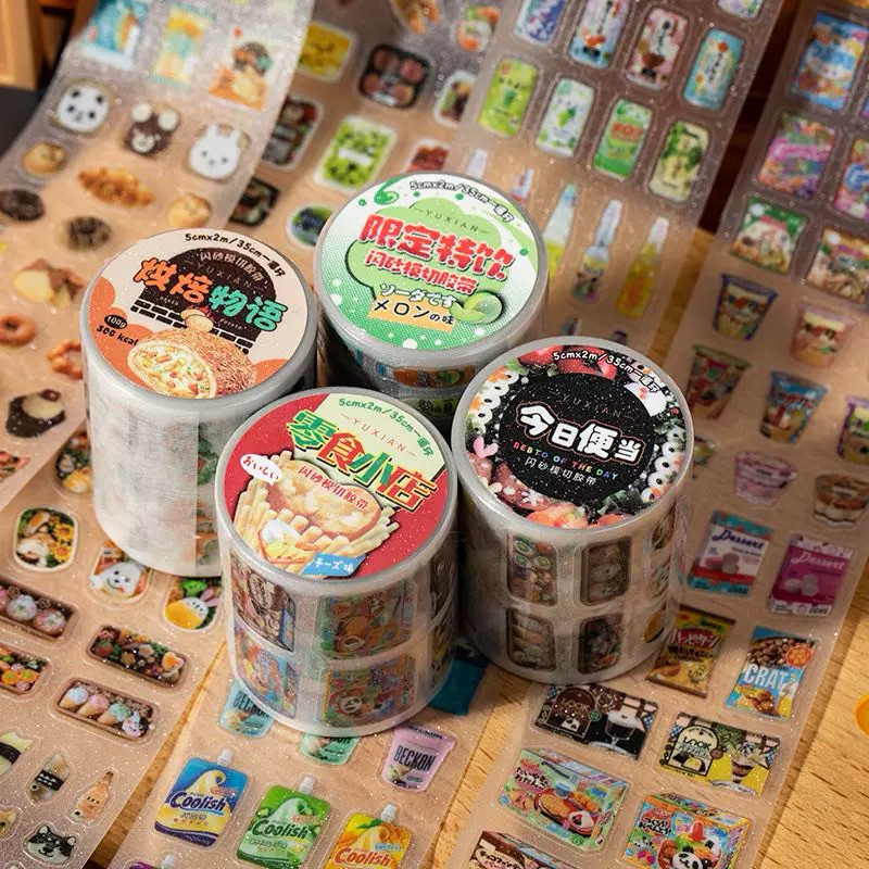 

sticker roll japanese food flashsand glitter dekorasi journal readystock B3225