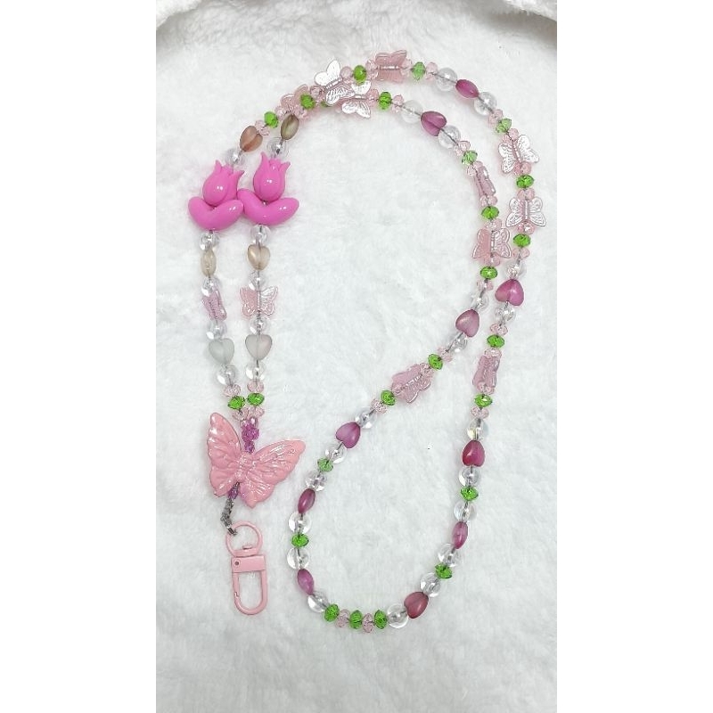 

Lanyard Aesthetic Manik-Manik Kupu-Kupu Pink
