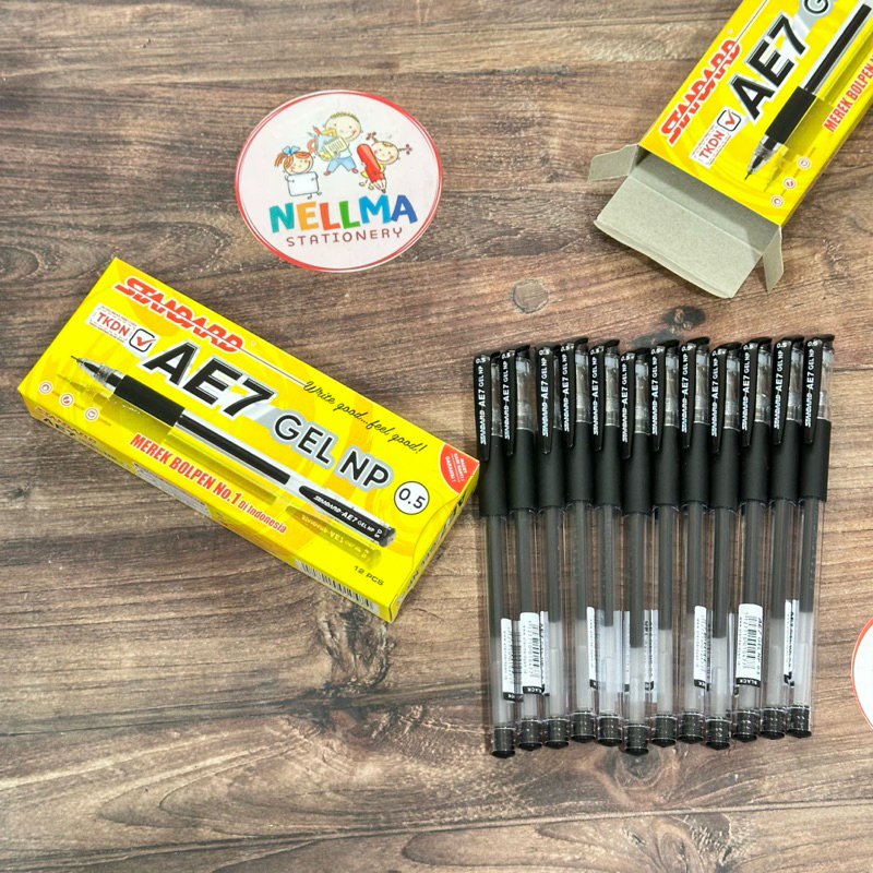 

Pulpen gel Pen Standard AE7 GEL NP 0.5mm isi 12 pcs Hitam
