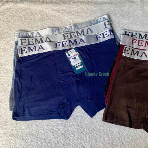 6 Pcs CD Boxer Pria FEMA Ban Silver Super Soft