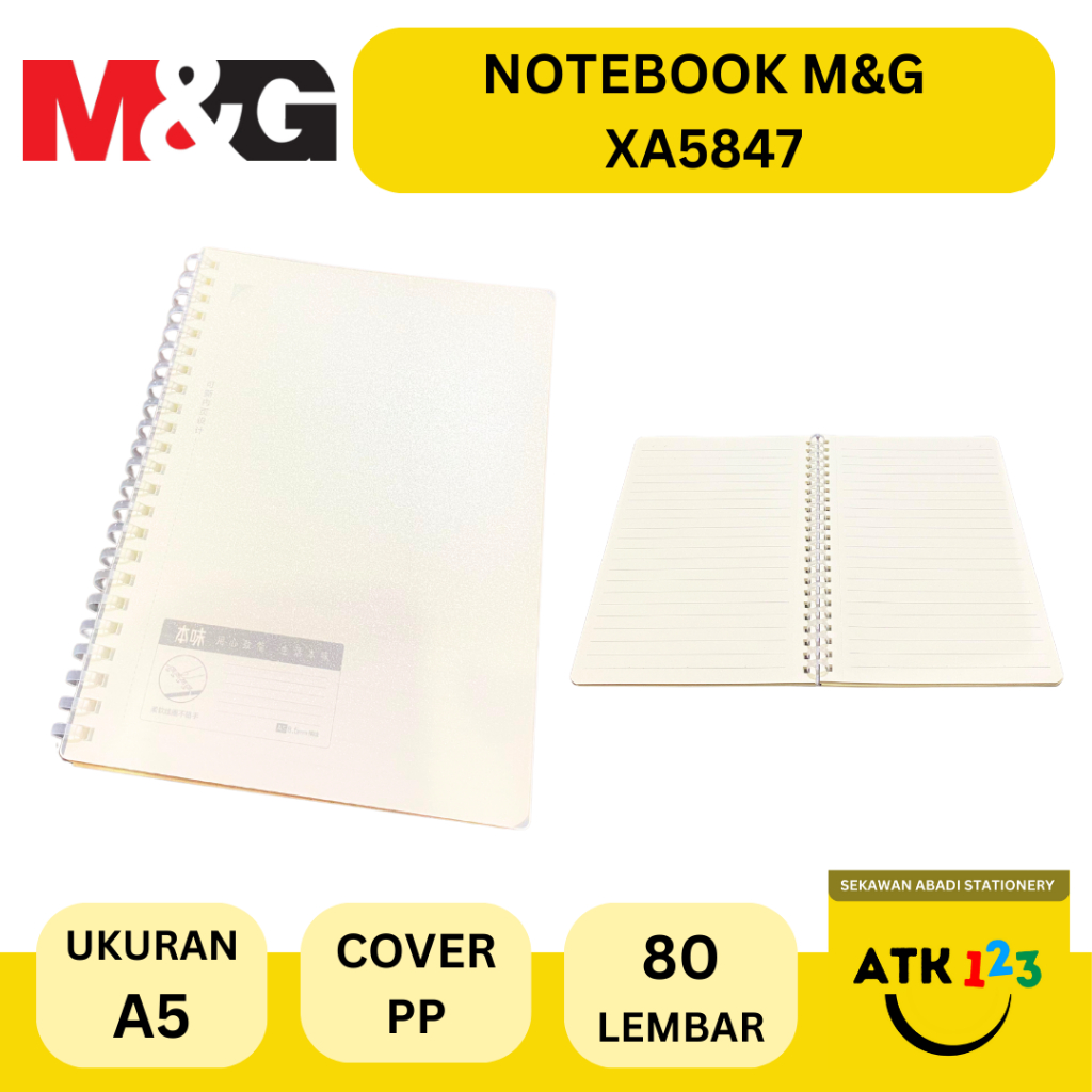 

Buku Notebook M&G XA5847 ukuran A5 / Buku Garis Spiral Soft / 80 Lembar