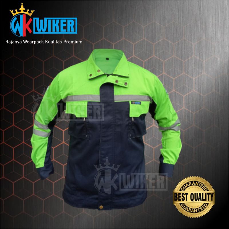 WearpackSafetyAtasanHijauKombinasiNavyDongker-WearpackSemiJaketKeren-WerpackKerja-Wiker