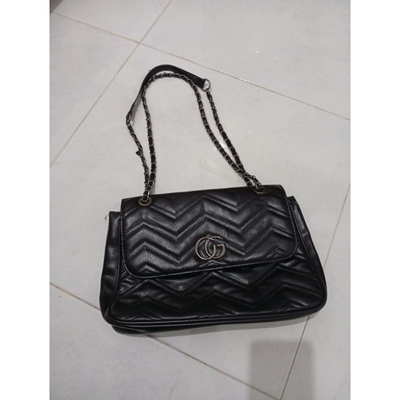 Tas wanita shoulder bag warna hitam polos