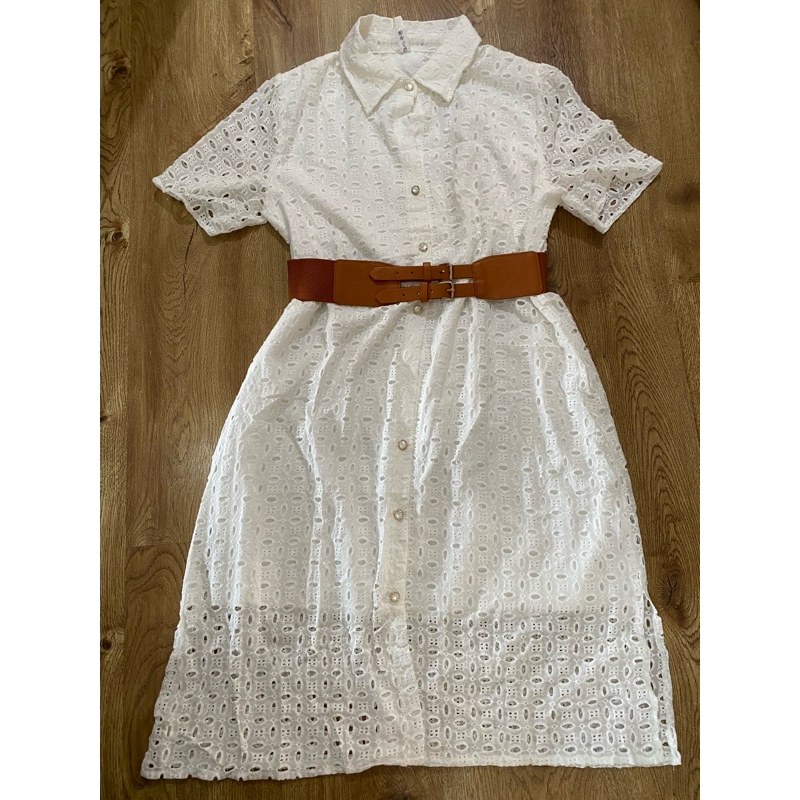 dress korea katun bolong import/dress putih katbol/dress bangkok putih ld 102/dress lengan pendek