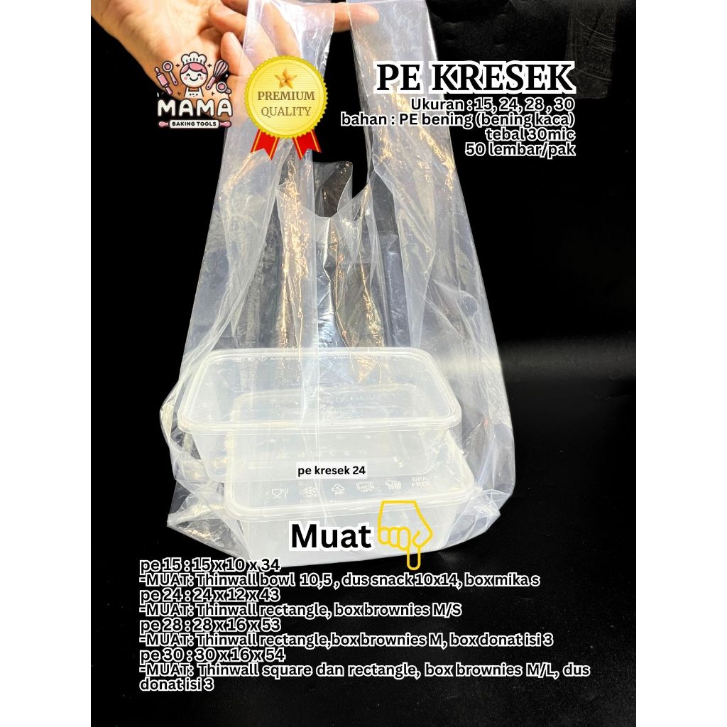 Kantong Plastik Bening PE 24 / Kantong Kresek Bening PE 24 Party / Kantong Plastik PE Bening Ukuran 