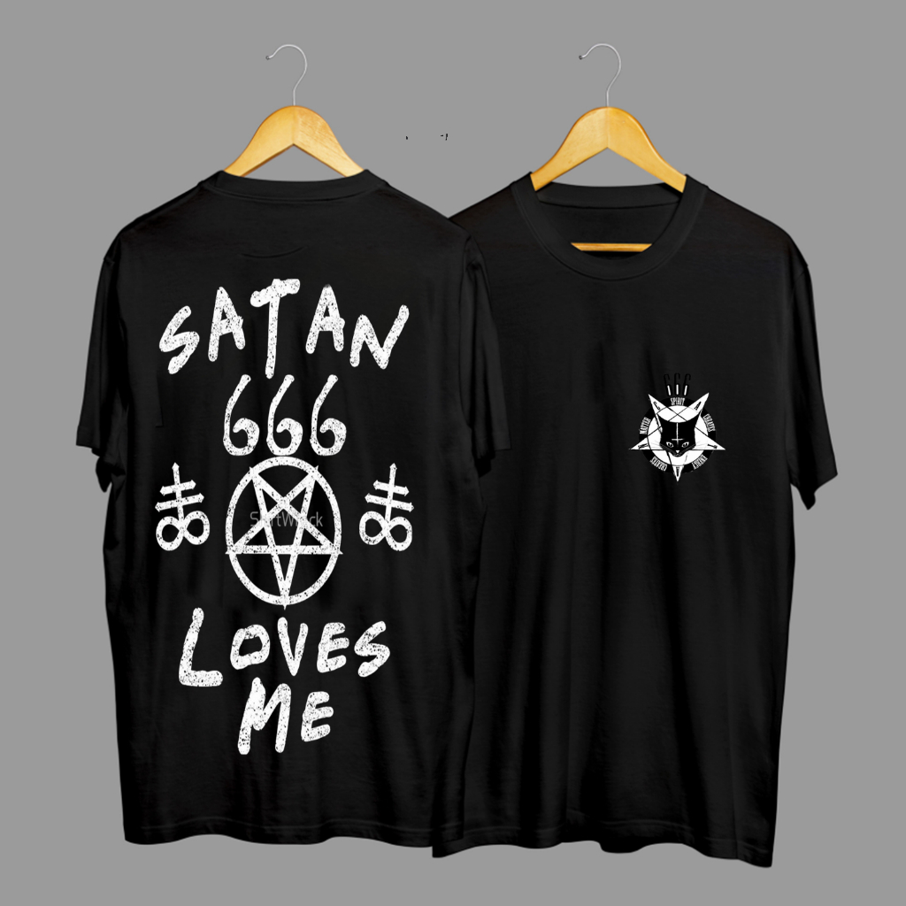 Kaos Tshirt Baju Distro Satanic Satan 666 Loves Me Devil Premium Terbaru