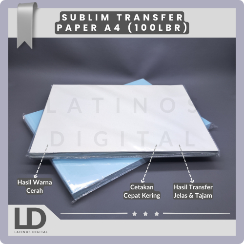 

Kertas Sublim Transfer Paper - Ukuran A4 ( 21 x 29,7 CM ) 110GSM, Isi 100 Lembar