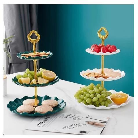 Rak Tingkat 3 Susun Tempat Makan Kue Buah Cake Stand Food Display Plate Piring Rak Meja Pesta