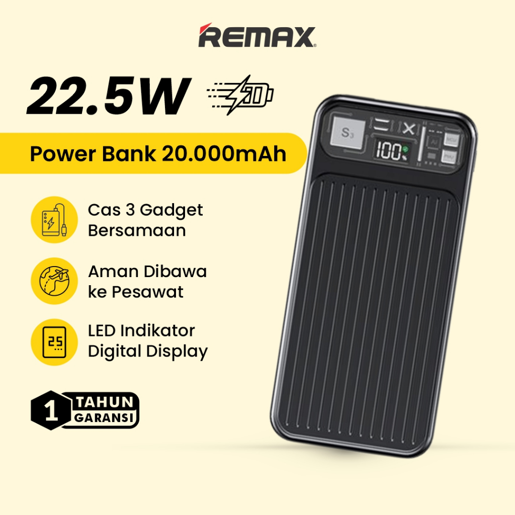 Powerbank Remax Power Bank 10000Mah 22.5W+20W With Led Display RPP-126 Jaminan Ori