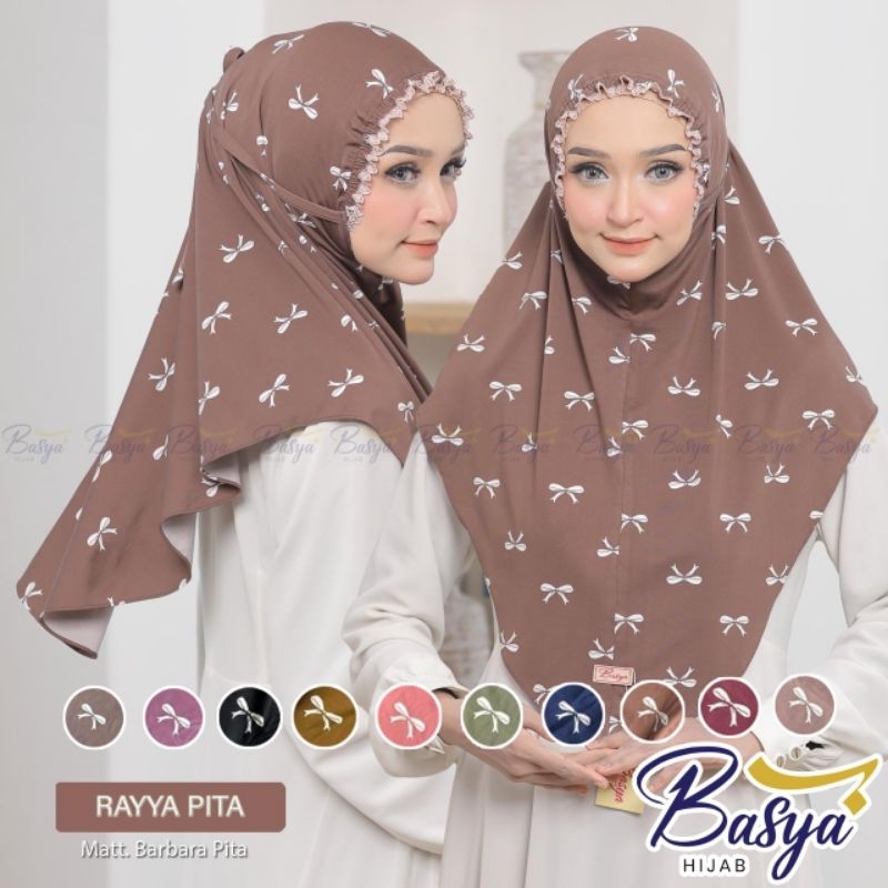 (BASYA) RAYYA PITA•hijab instan bergo tali motif•jilbab instan dewasa•hijab daily•kerudung bergo ker