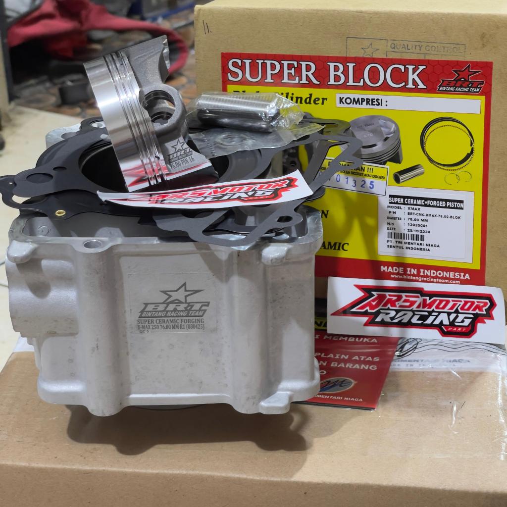 BLOK PISTON BRT XMAX 76mm 300CC - BLOK CERAMIC PISTON FORGED BRT XMAX 300 SIZE 76MM