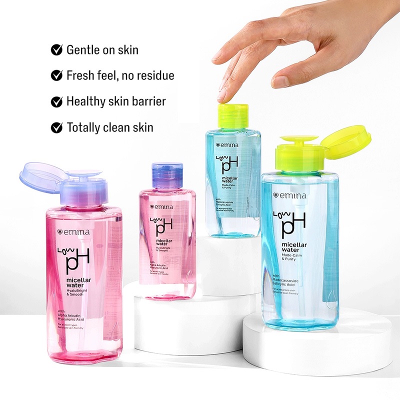 Emina Micellar Water HyaluBright & Smooth - 125ml & 300ml | Pembersih Wajah - Makeup Remover - Doubl