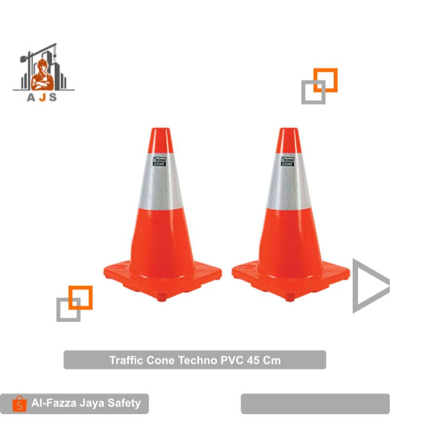 Traffic Cone Techno PVC 45 Cm - Kerucut PVC Cone Traffic Techno 45Cm