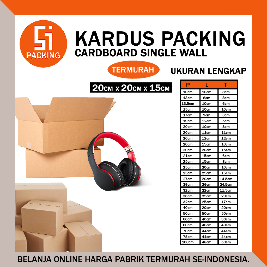 

Kardus Packing Karton Box 20x20x15 cm Dus Single Layer Coklat Polos Tebal Termurah - Rusfet 20 x 20 x 15 cm