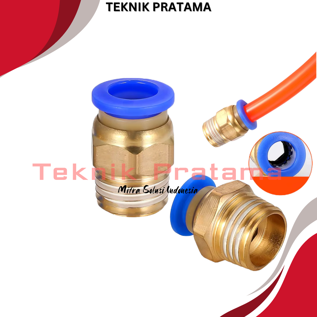 FITTING LURUS MALE PNEUMATIC SELANG 10MM DRAT 1/8"
