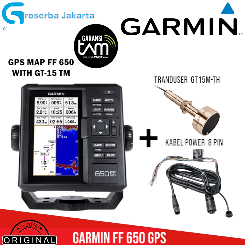 GARMIN FF 650 GPS w/ GT15M-TH Transducer Kuningan- GARANSI TAM 2 Tahun FF650 GPSMAP