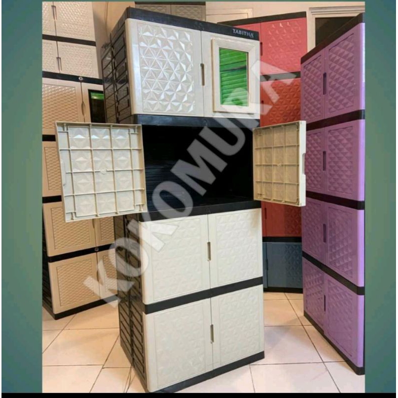 LEMARI PLASTIK TABITHA NEW DIAMOND KACA / LEMARI PLASTIK TABITHA 4 TINGKAT