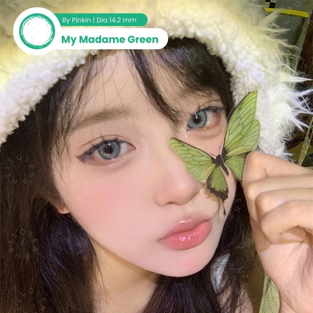 HELLOLENS My Winkwow Madame Green Hijau By PinkinPlus Softlens Normal -0.00 1 Pasang Lensa Kontak Wa