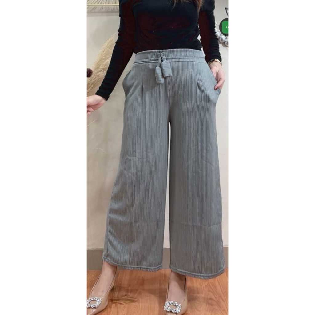 Teras - Kulot Knit Pants Tali Serut / Knit Rajut Pants Tebal Super Jumbo Premium Celana Kulot Wanita