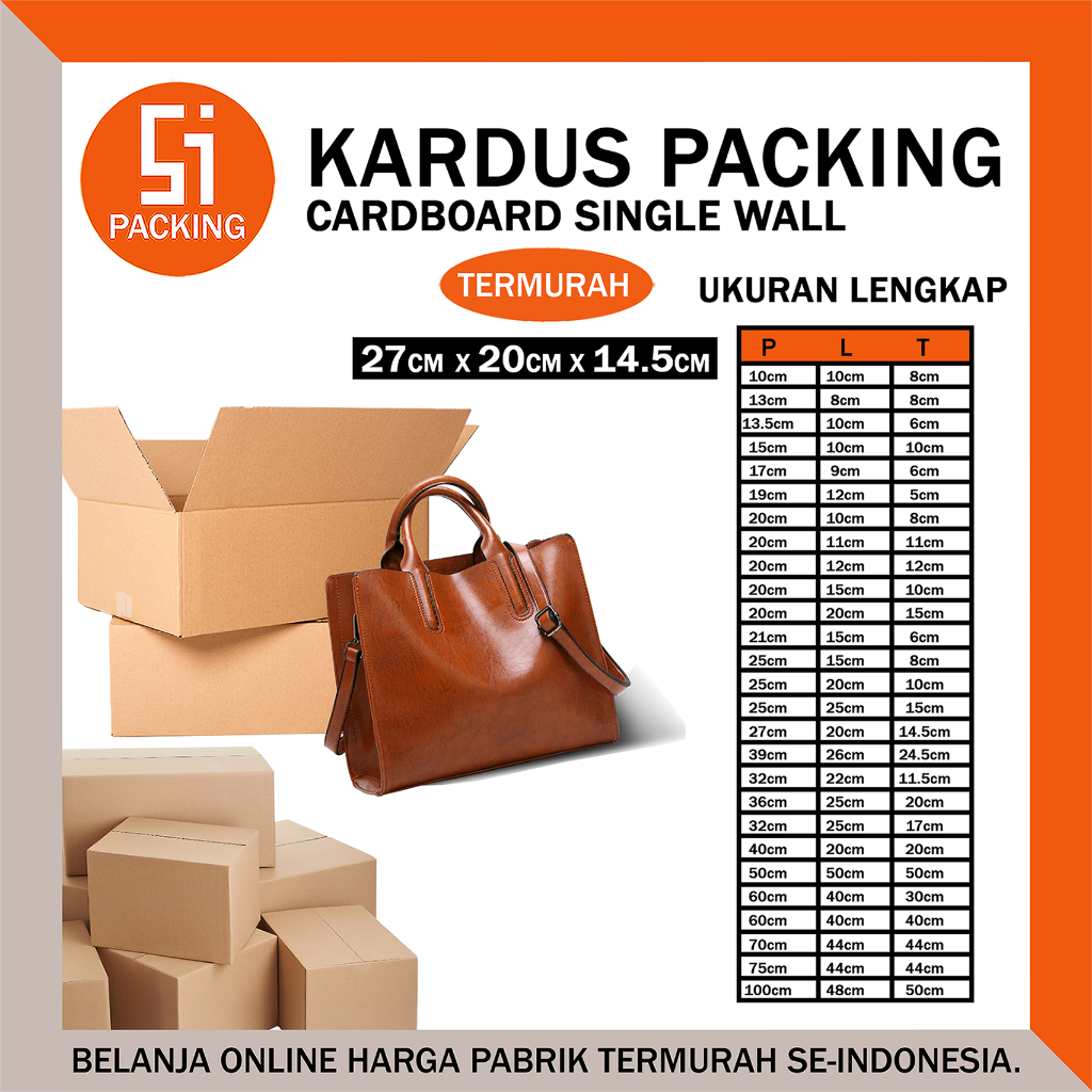 

Kardus Packing Karton Box 27x20x14.5 cm Dus Single Layer Coklat Polos Tebal Termurah - Rusfet 27 x 20 x 14.5 cm