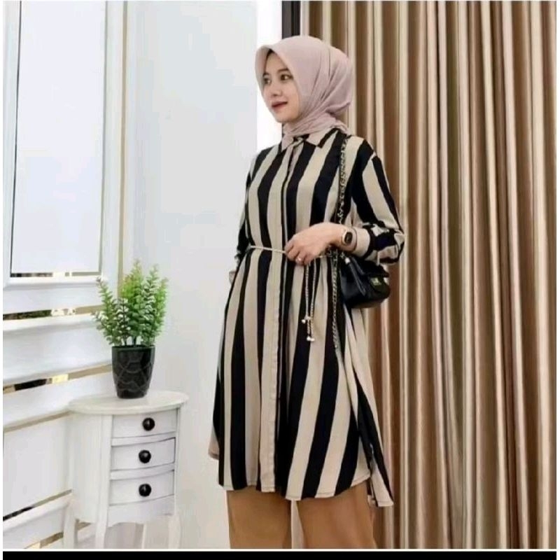 SALWA TUNIK MOTIF SALUR BAHAN KATUN POLY PREMIUM
