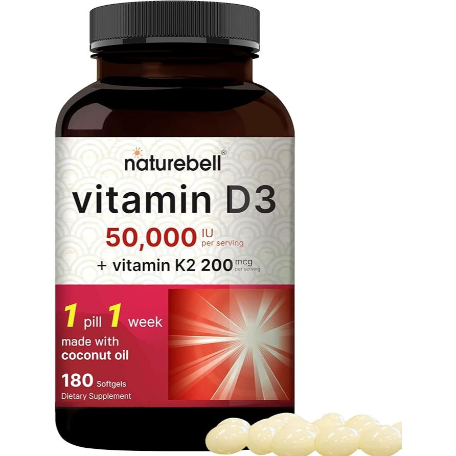 naturebell vitamin d3 50000 IU k2 200 mcg 180 softgel