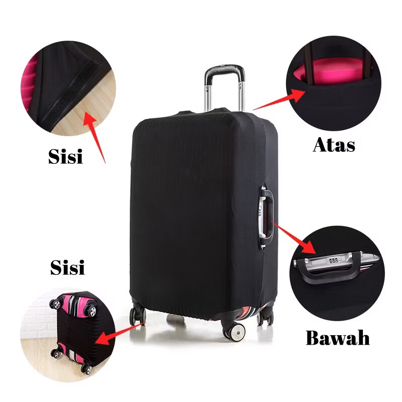 LUGGAGE COVER KOPER KAIN ELASTIS Size Cabin Bagasi Sarung Koper Kain Tebal kuat