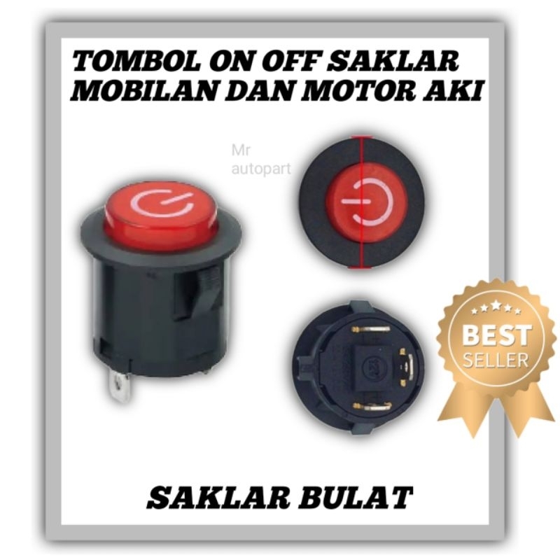 Saklar on off mobil aki tombol hidup mainan anak